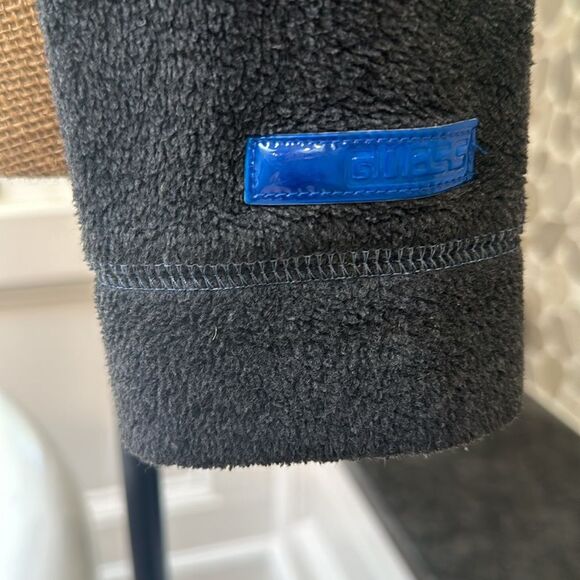 GUESS gray and light blue fleece hooded zip up - size Small - Picture 3 of 6